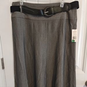 Gray A-Line Skirt with Black Belt